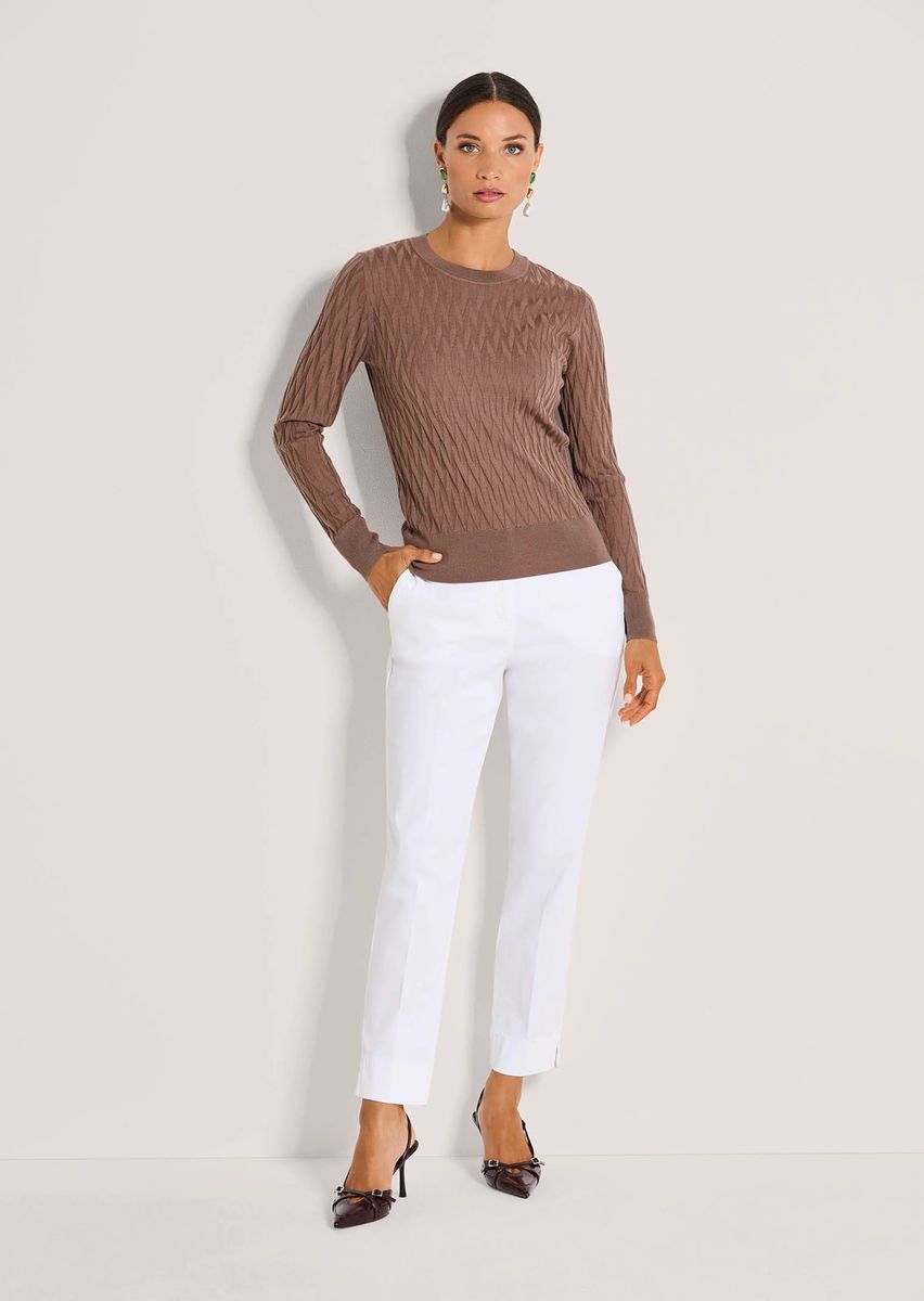 Strukturierter Feinstrick-Pullover aus Schurwolle