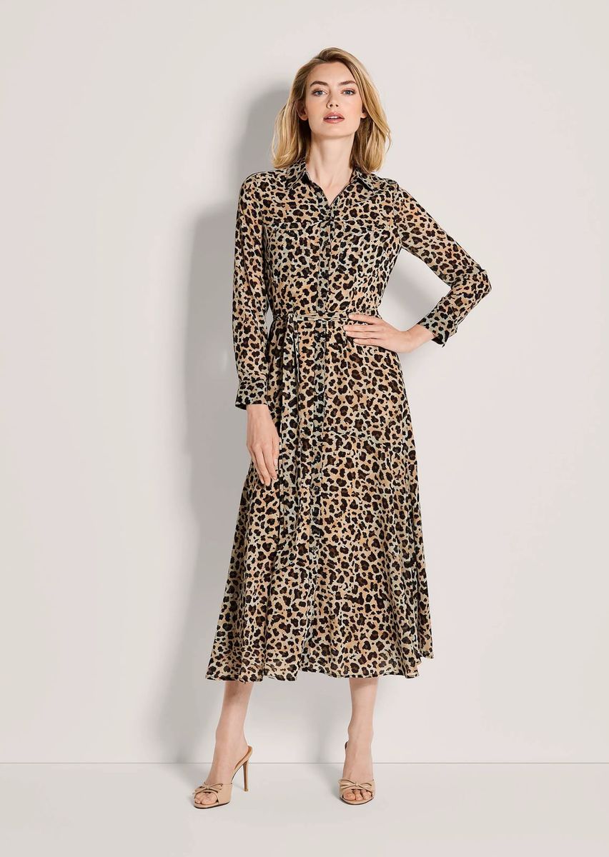 Hemdblusenkleid mit Leoparden-Print