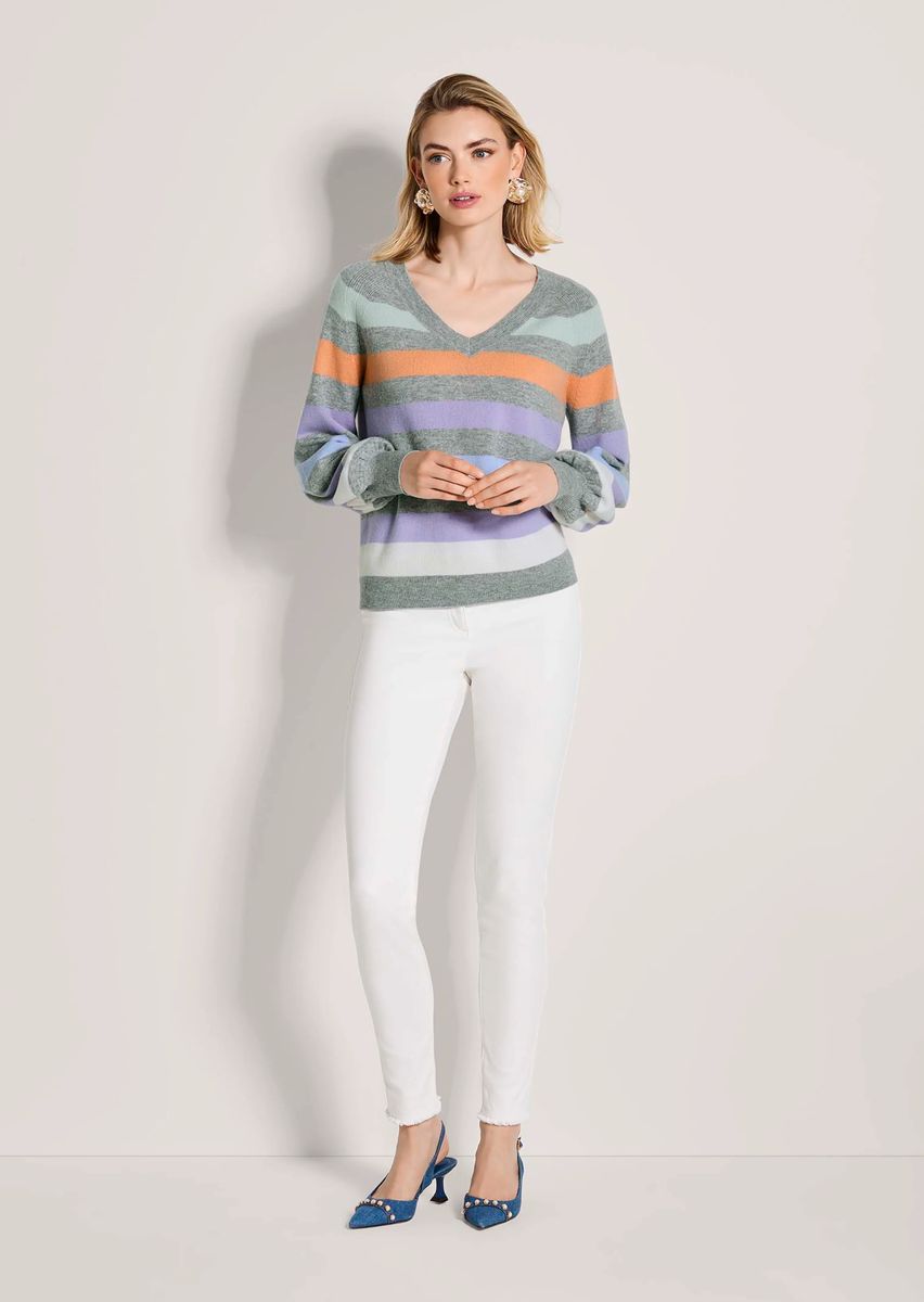 Gestreifter Kaschmir-Mix Pullover