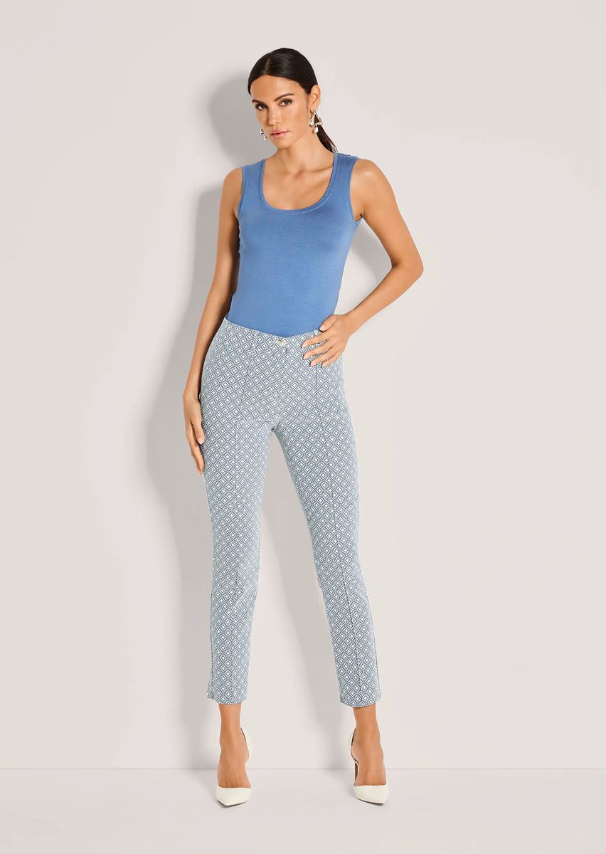 Schmale Jacquardhose mit Minimalmuster