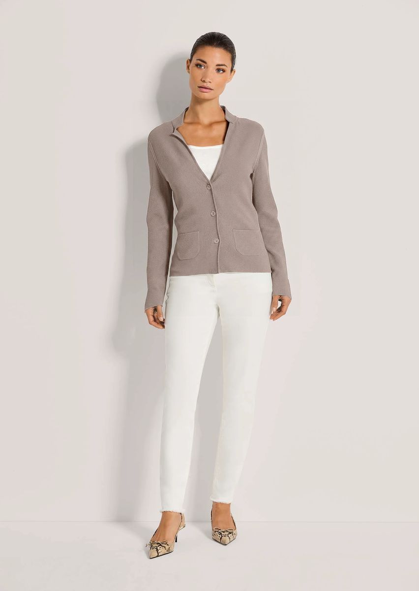 Taillierter Strickblazer mit Stehkragen
