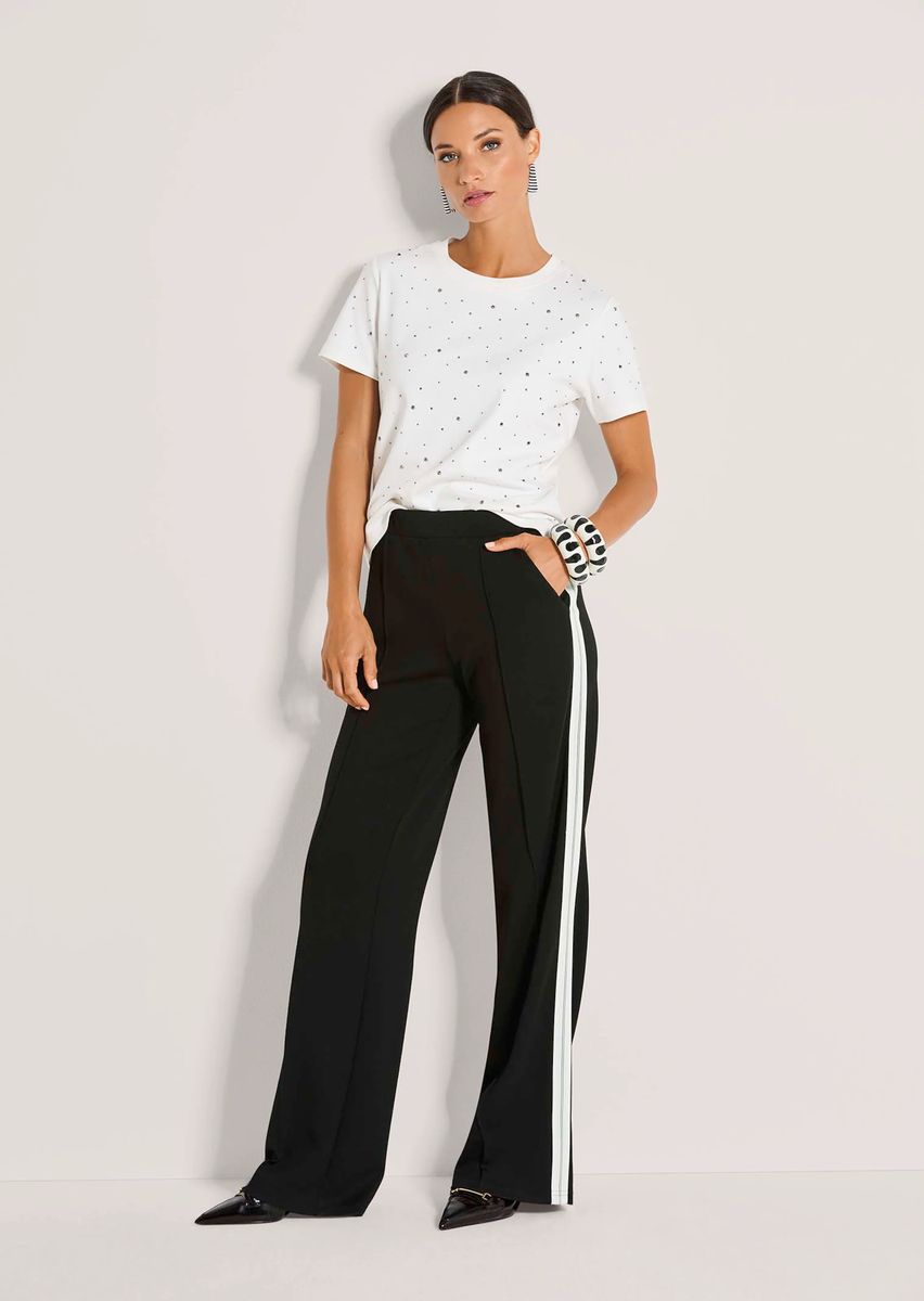 Weite Jerseyhose mit Galonstreifen