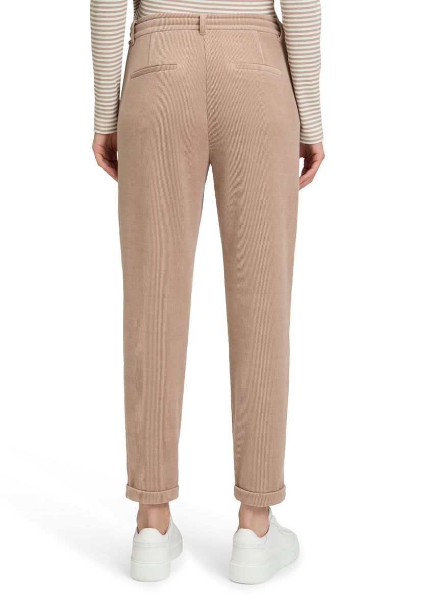 Gerippte High-Waist Karottenhose