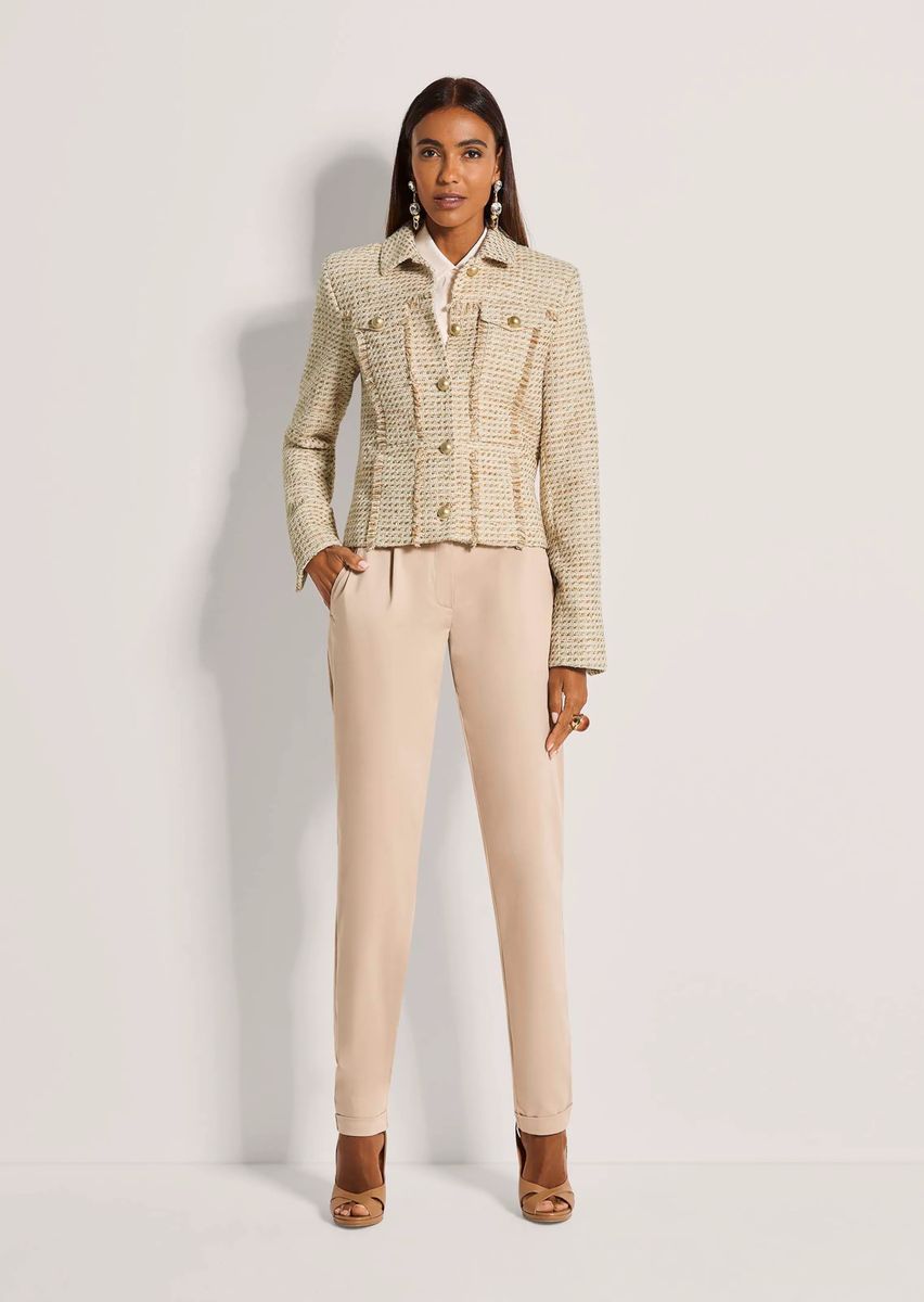 Fransige Tweedjacke mit Pailletten