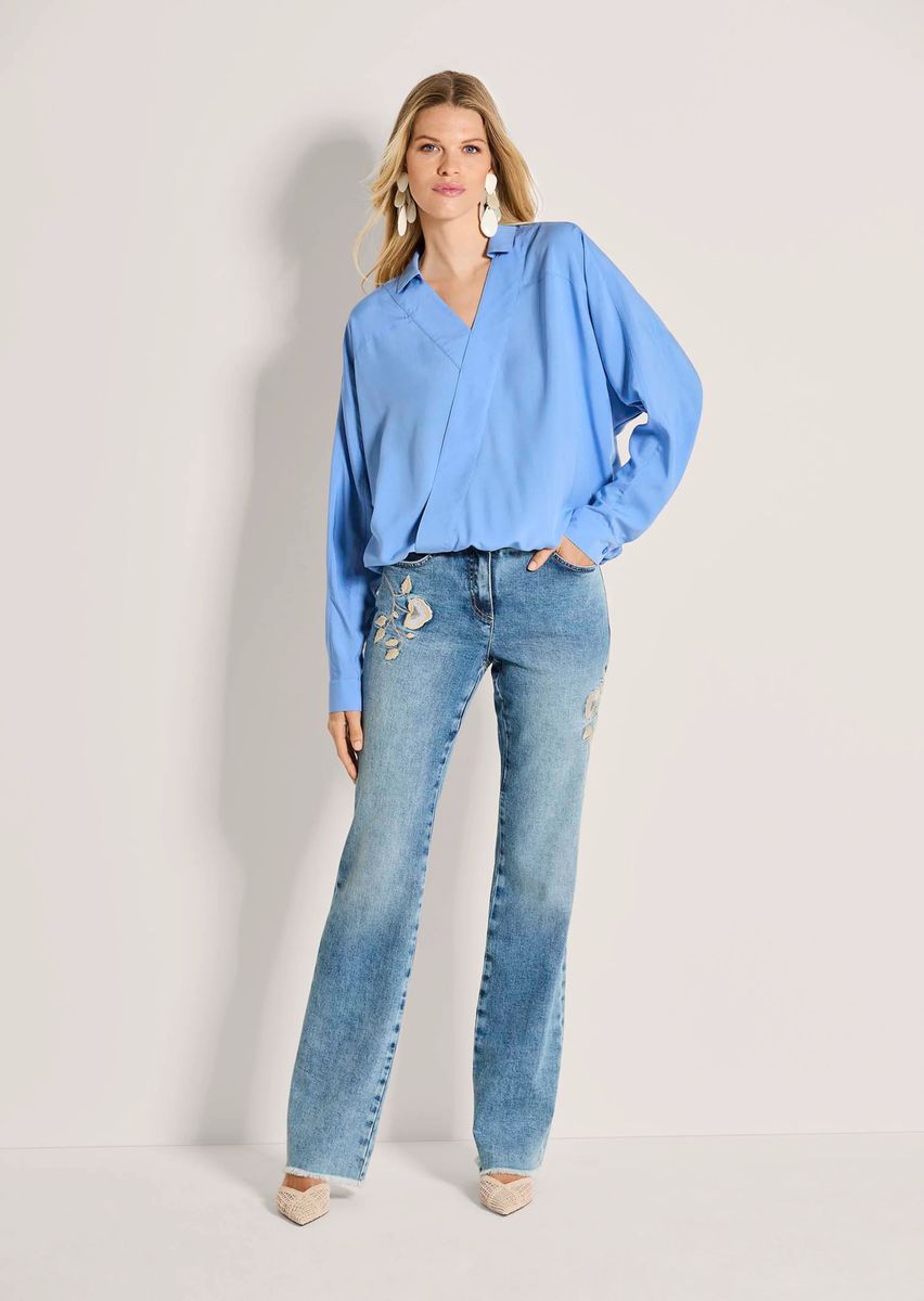 Wickelbluse mit Fledermausärmeln