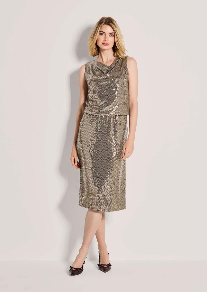 Schimmernder Jersey-Midirock mit Glitzer-Print