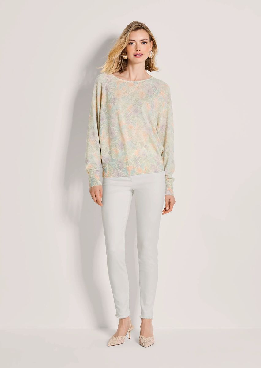 Kaschmirpullover mit floralem Print