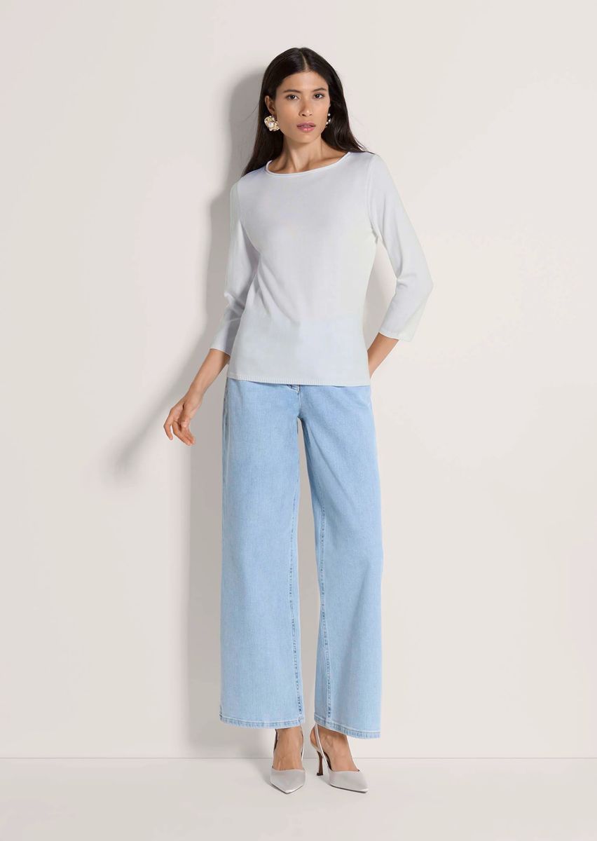 Feinstrickpullover mit U-Boot-Ausschnitt