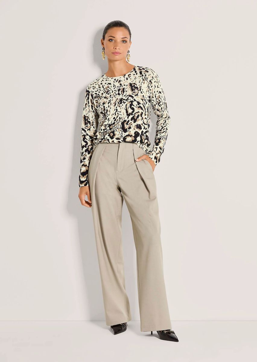 Woll-Kaschmir-Pullover mit Animal-Print