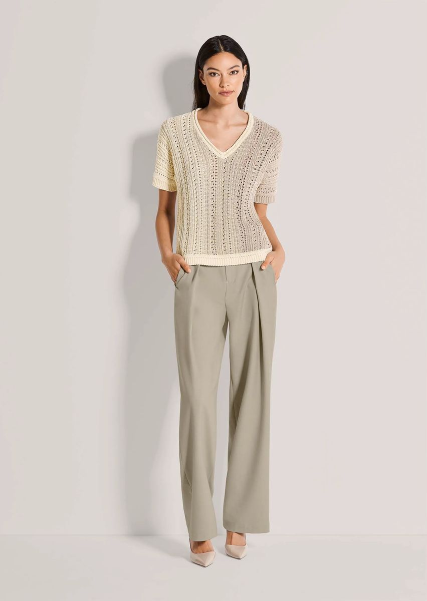 Ajour-Strickpullover mit Gradient und V-Ausschnitt