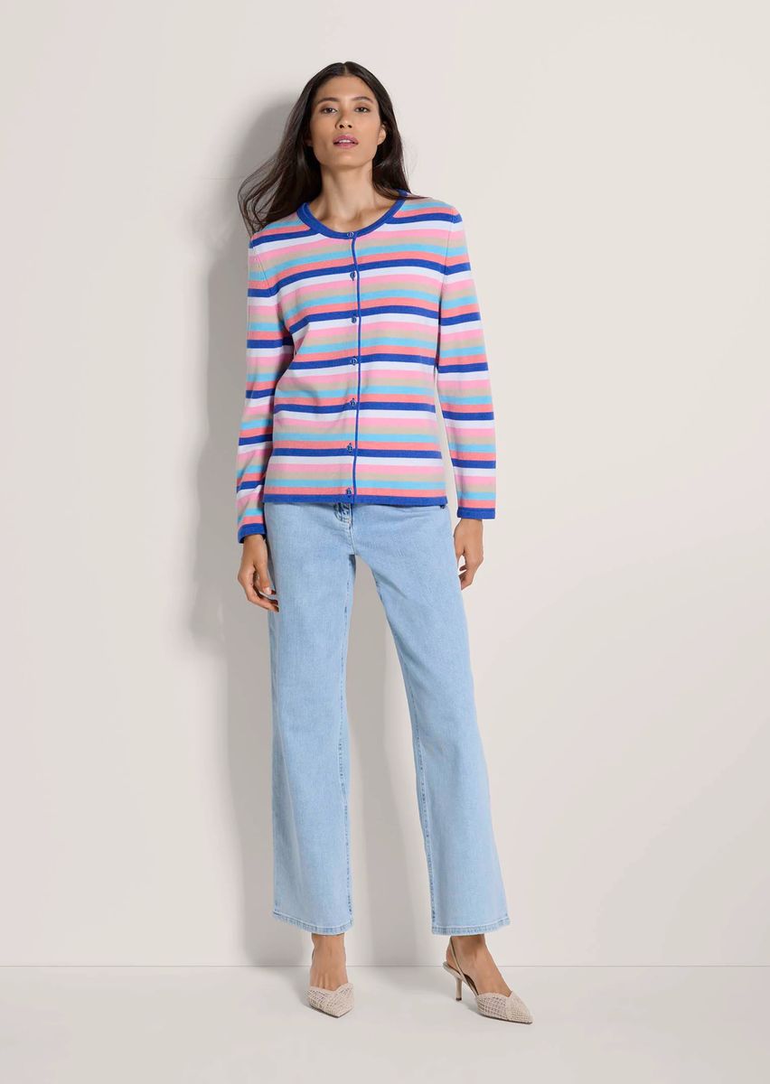 Bunte Feinstrickjacke mit Streifenmuster