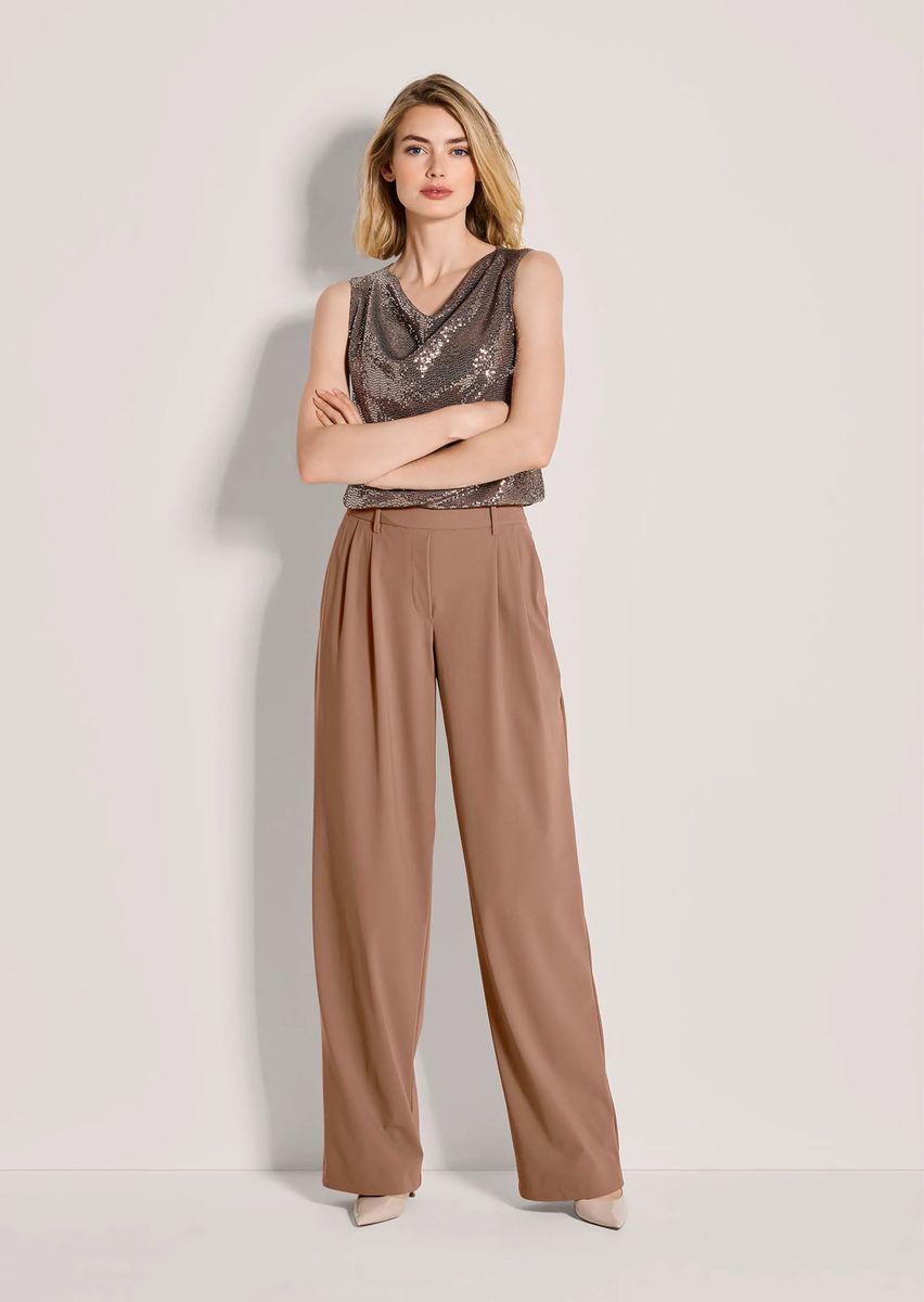 Weite Microjersey-Hose mit Bundfalten