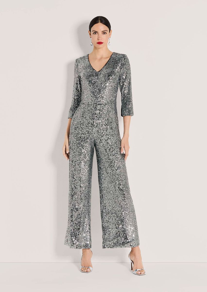 Pailletten-Jumpsuit mit Culotte-Bein