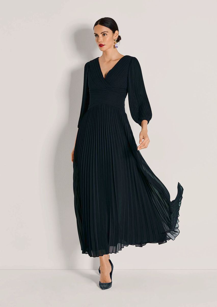 Elegante plissierte Chiffon-Maxi in Wickeloptik