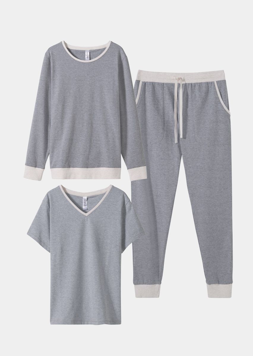 Dreiteiliges Loungewear-Set aus Baumwollmischung