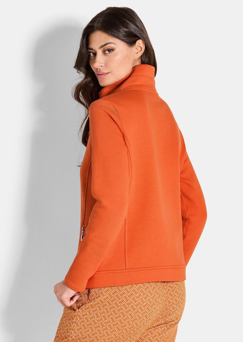 Sweatshirtjacke mit Satin-Details und Stehkragen