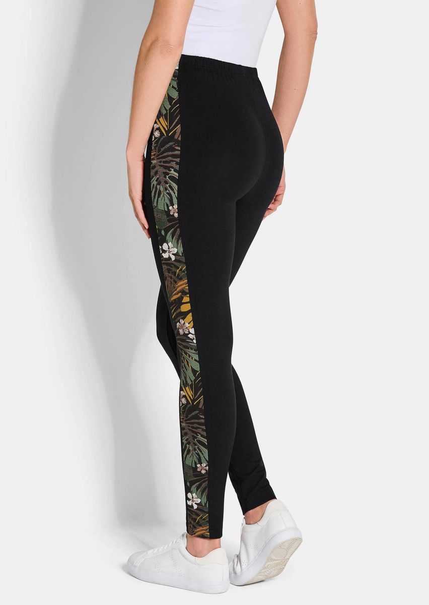 Leggings mit tropischem Seitenstreifen-Muster