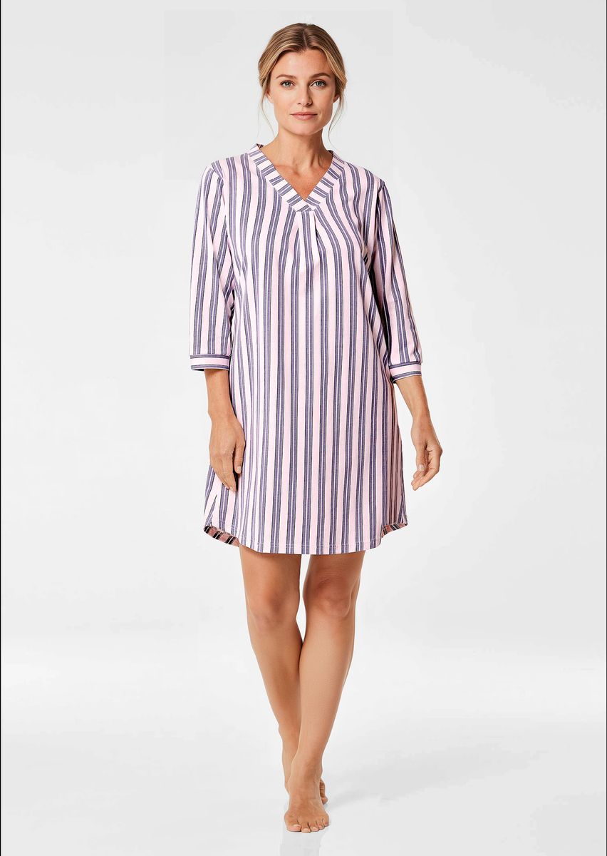 Gestreiftes Sleepshirt mit V-Ausschnitt