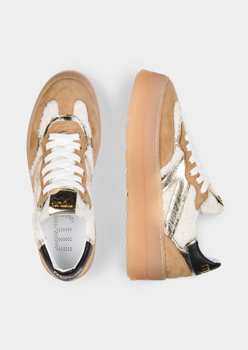 Retro-Plateausneaker mit Teddyfell