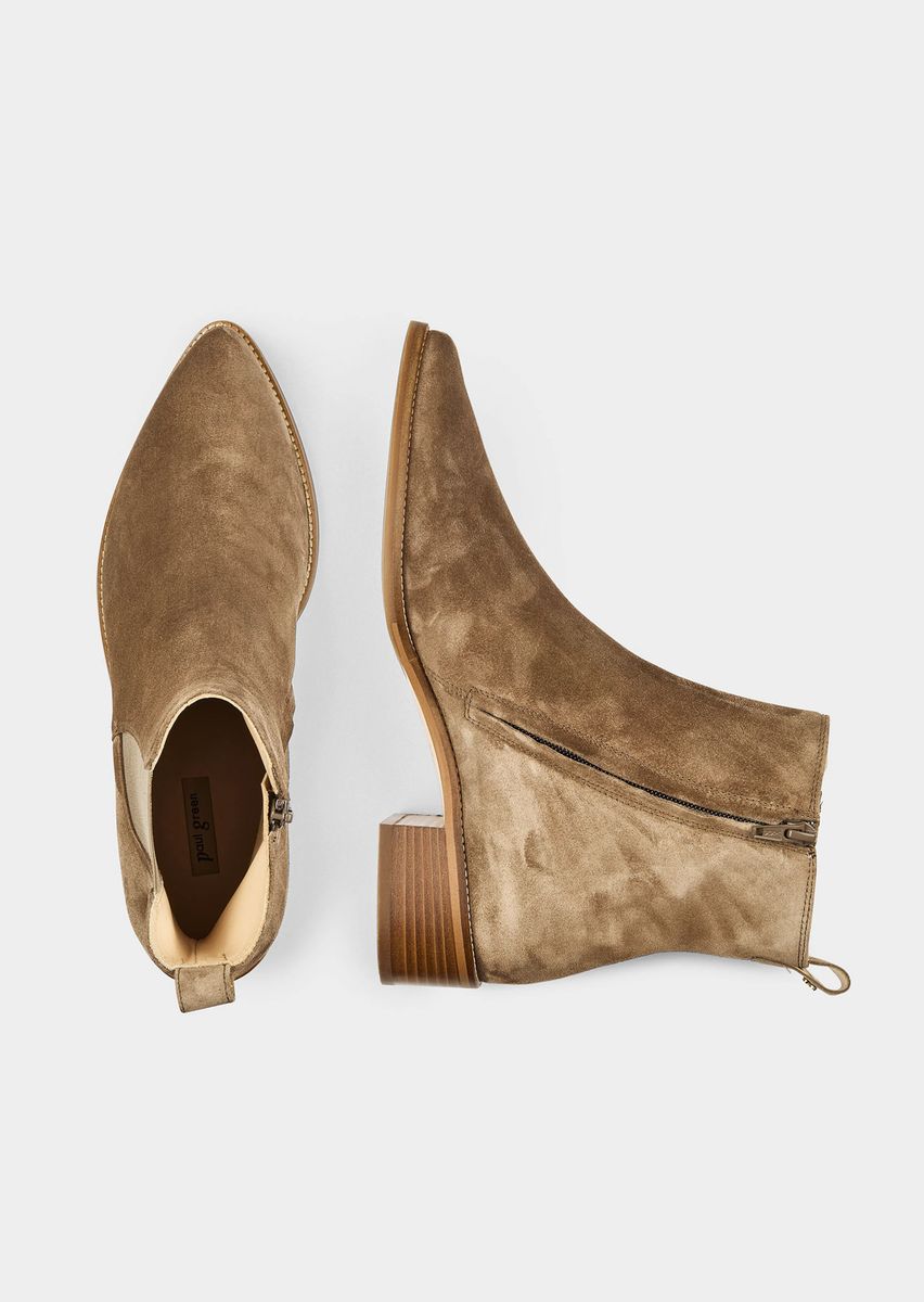 Spitze Ankle Boots aus Veloursleder