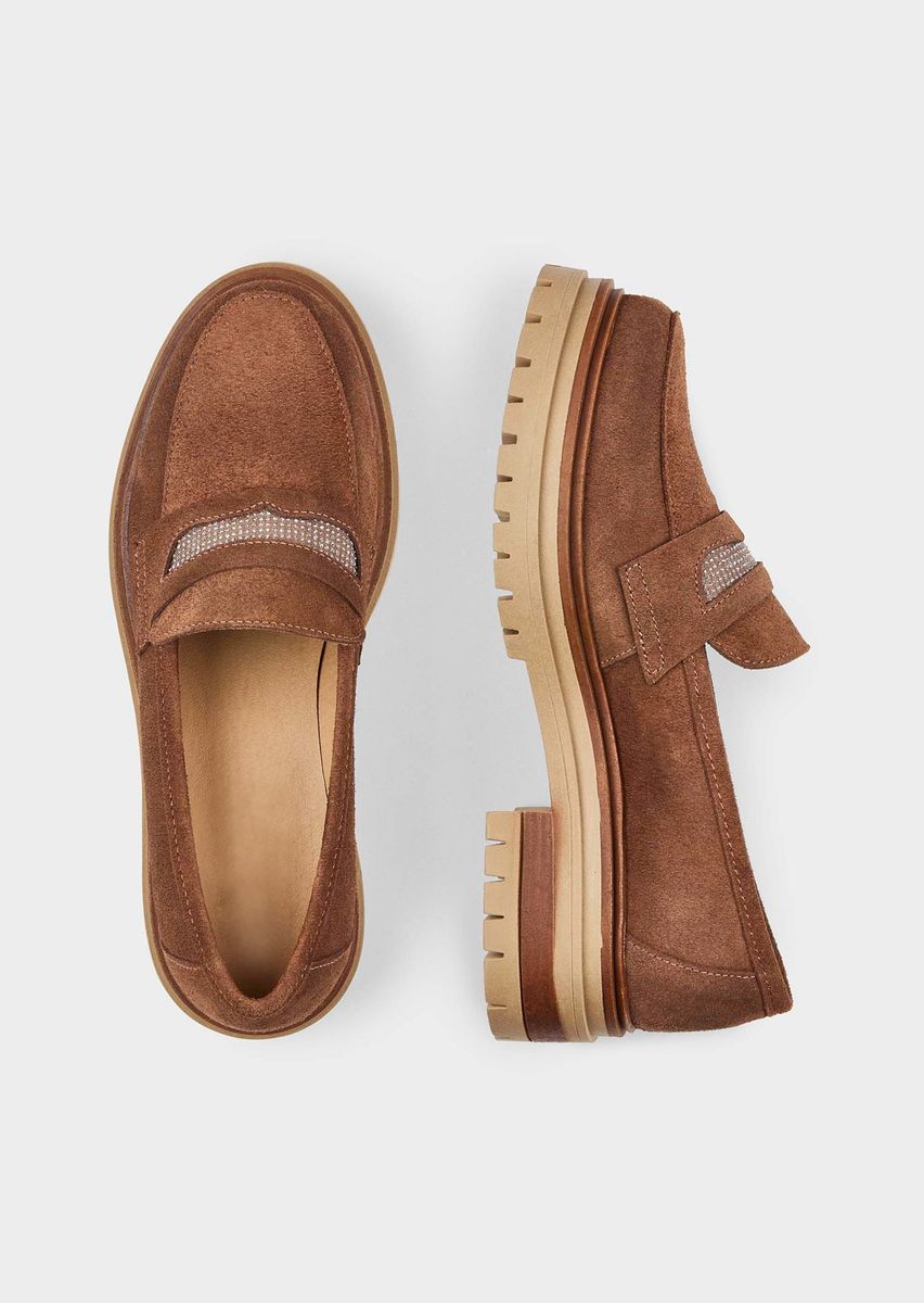 Klassische Wildleder-Loafer mit Ziersteinen