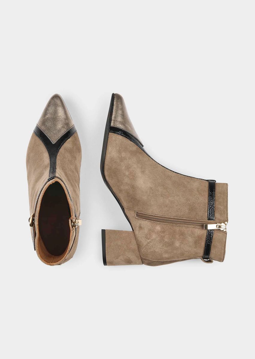 Materialmix Wildleder Stiefelette