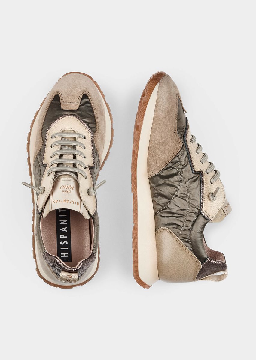 Leder-Textil-Sneaker mit Prägung