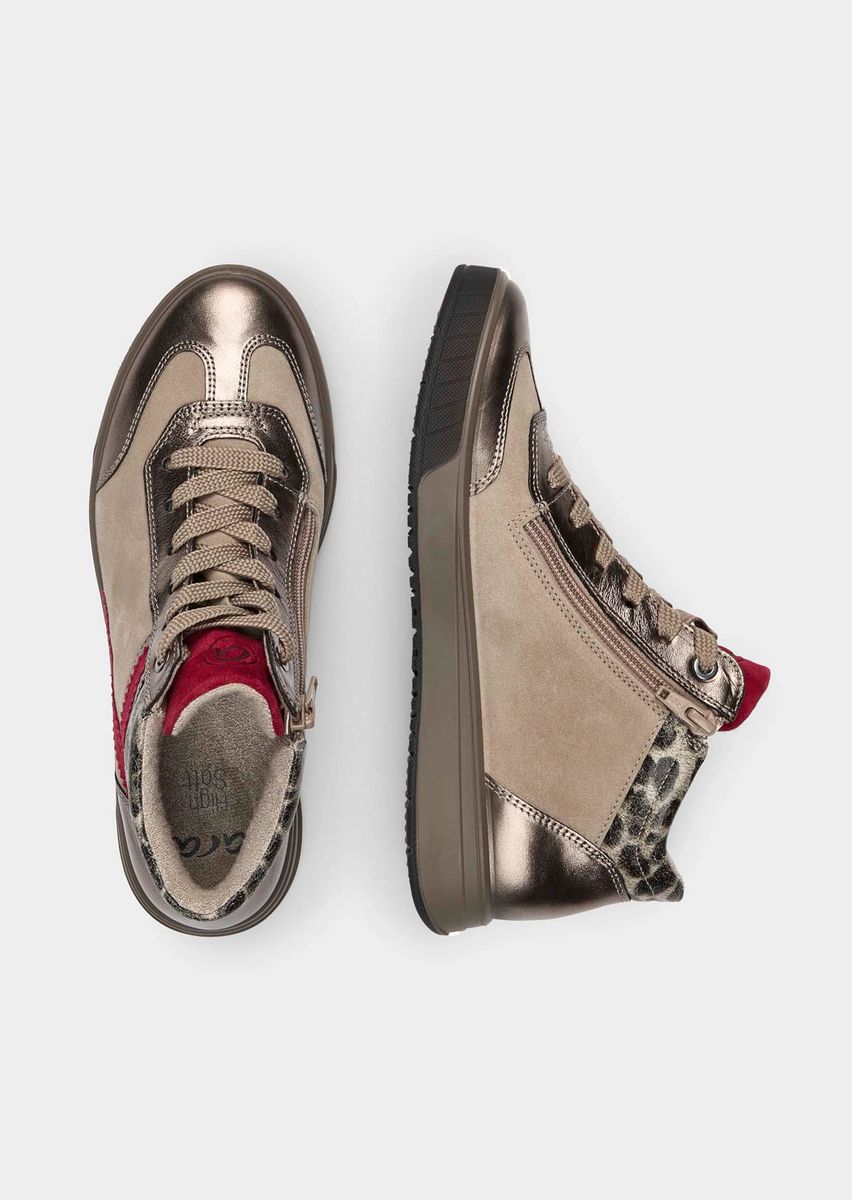 Metallische High-Top Sneaker aus Leder