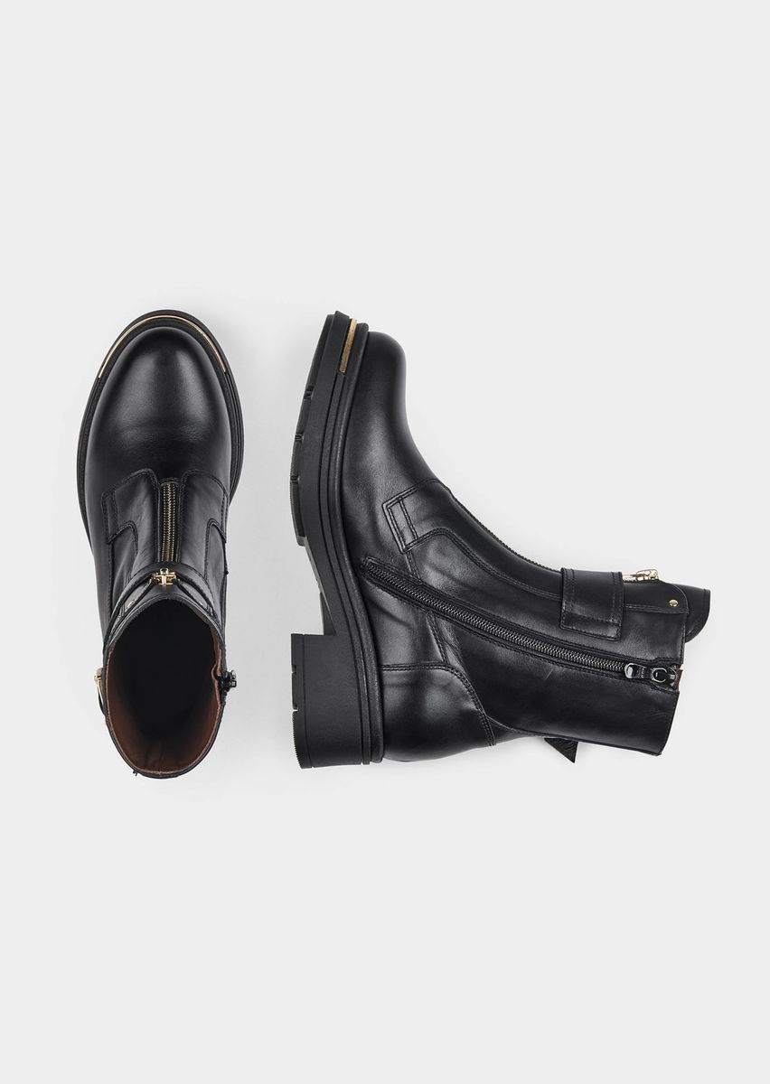 Leder Combat-Boots mit Metalldetails