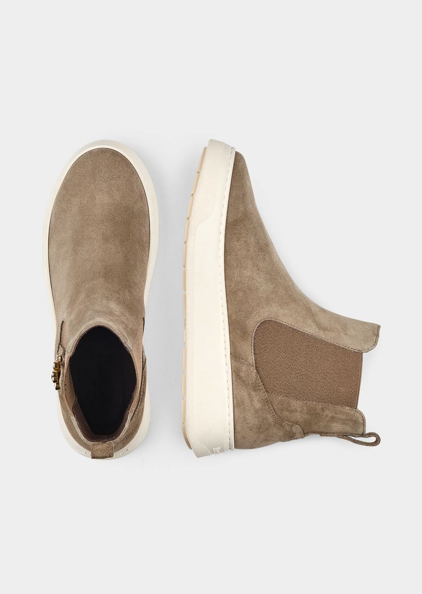 Plateau-Chelsea-Boots aus Veloursleder mit Schmuck