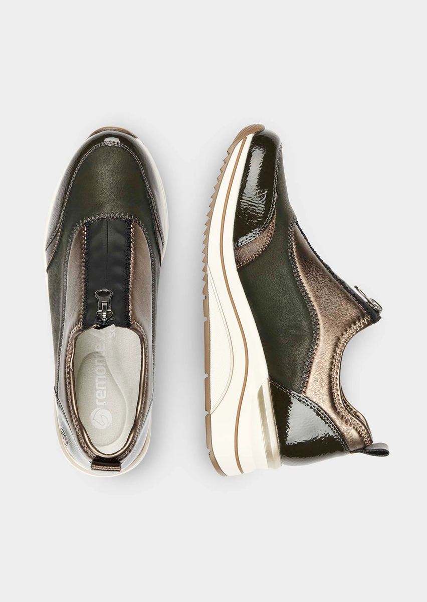 Metallic-Keilsneaker mit Front-Reißverschluss