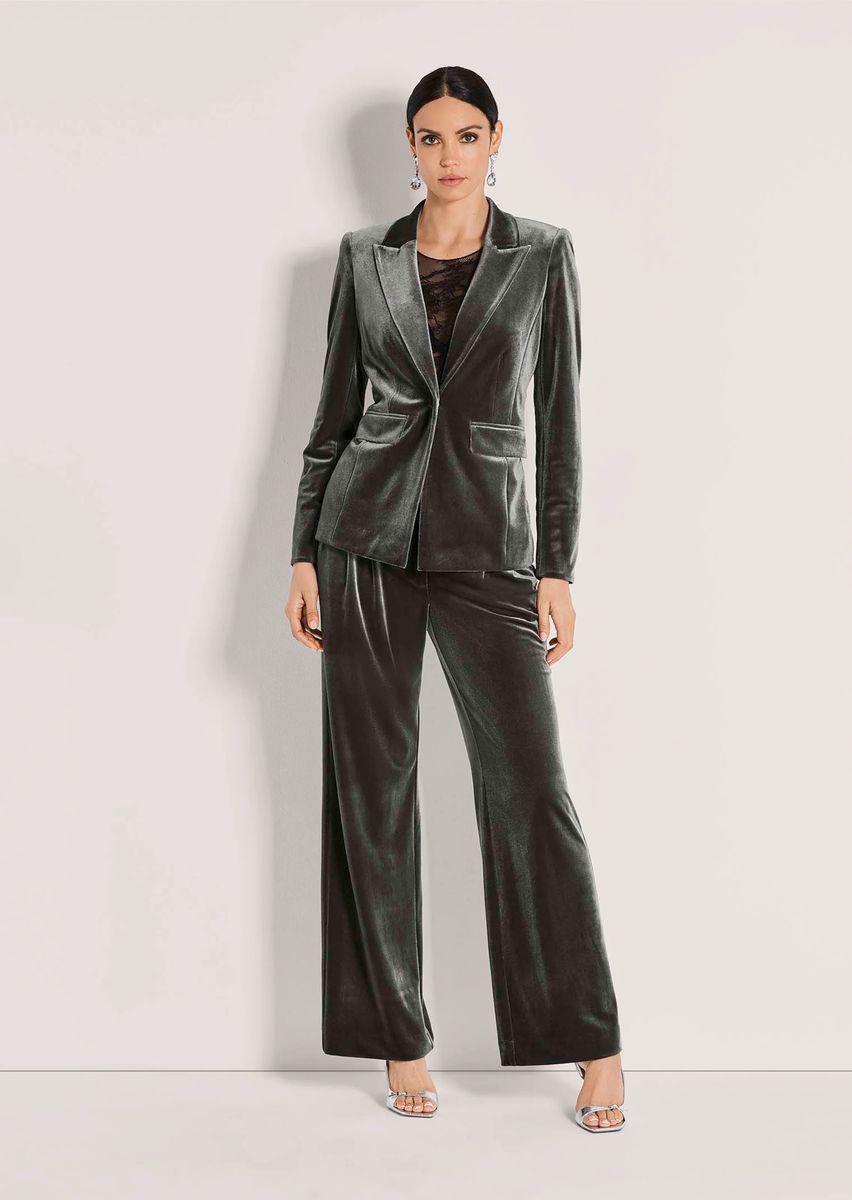 Einreihiger Velvet-Blazer in Tailored-Optik