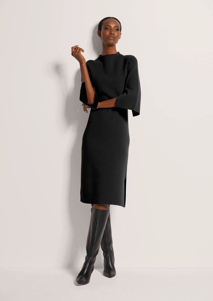 Minimalistisches Strick-Midi mit Schlitz-Details