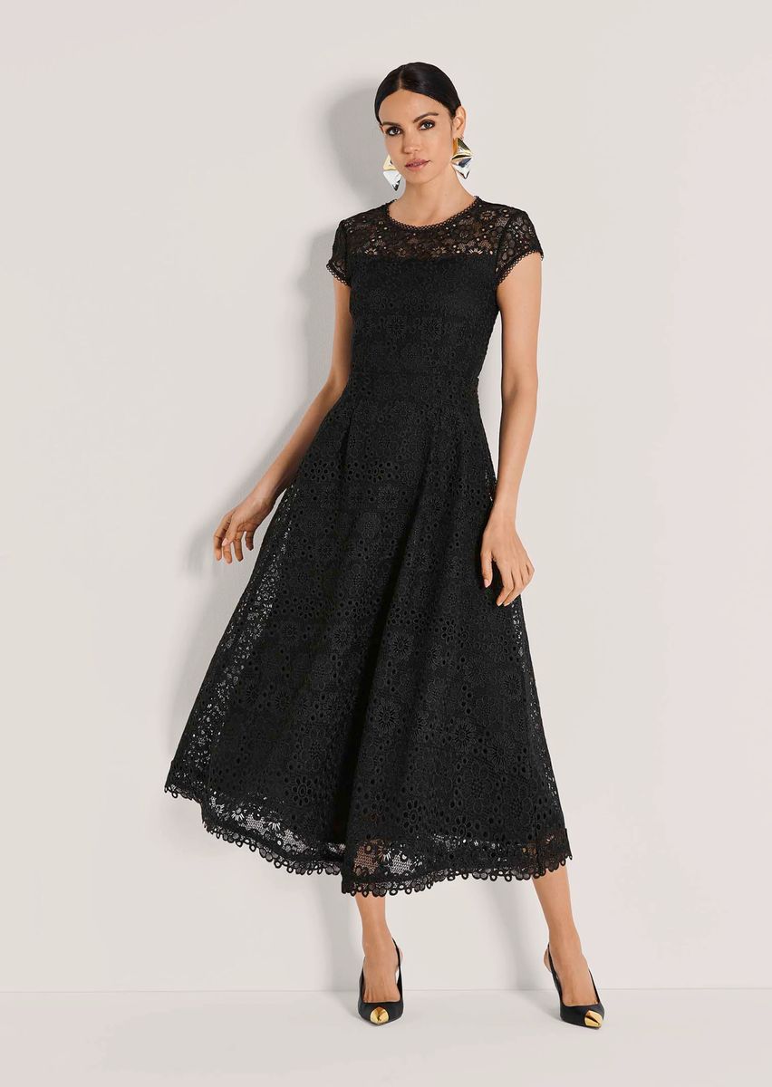 A-Linien-Midikleid aus floraler Spitze