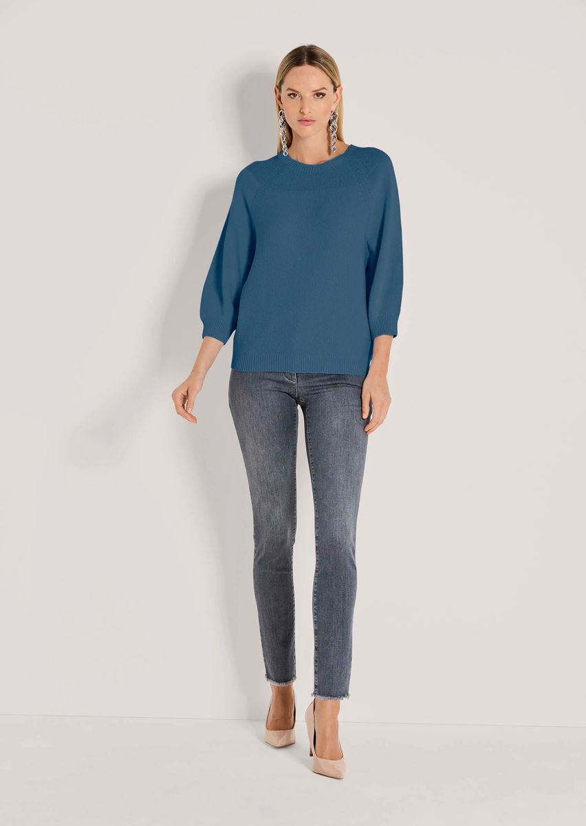 Strukturierter Strickpullover mit 3/4-Arm