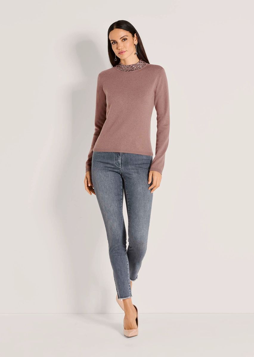 Verzierter Strickpullover aus Kaschmir-Mix