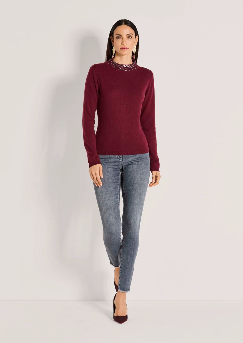 Verzierter Kaschmir-Woll-Pullover