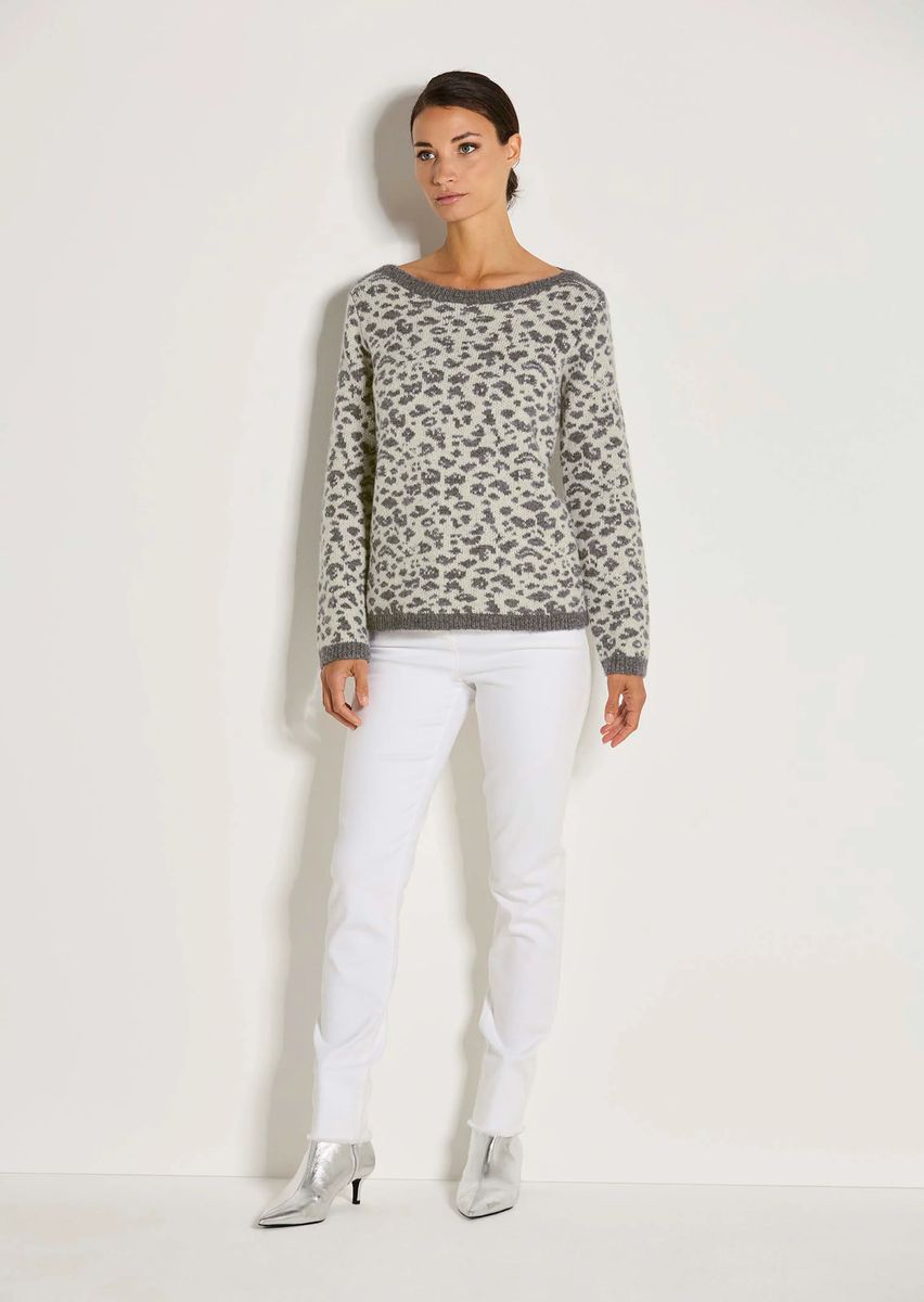 Jacquard-Strickpullover mit Leopardenmuster