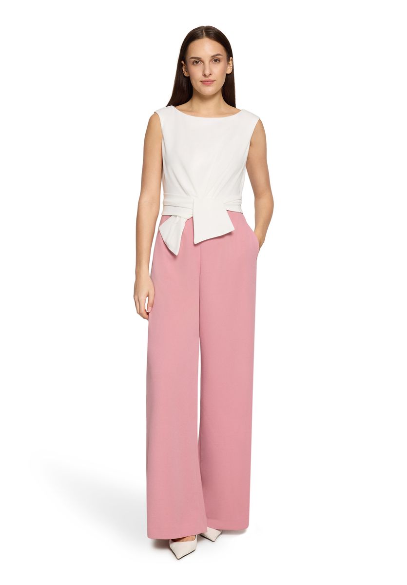 Zweifarbiger Jumpsuit mit weitem Bein