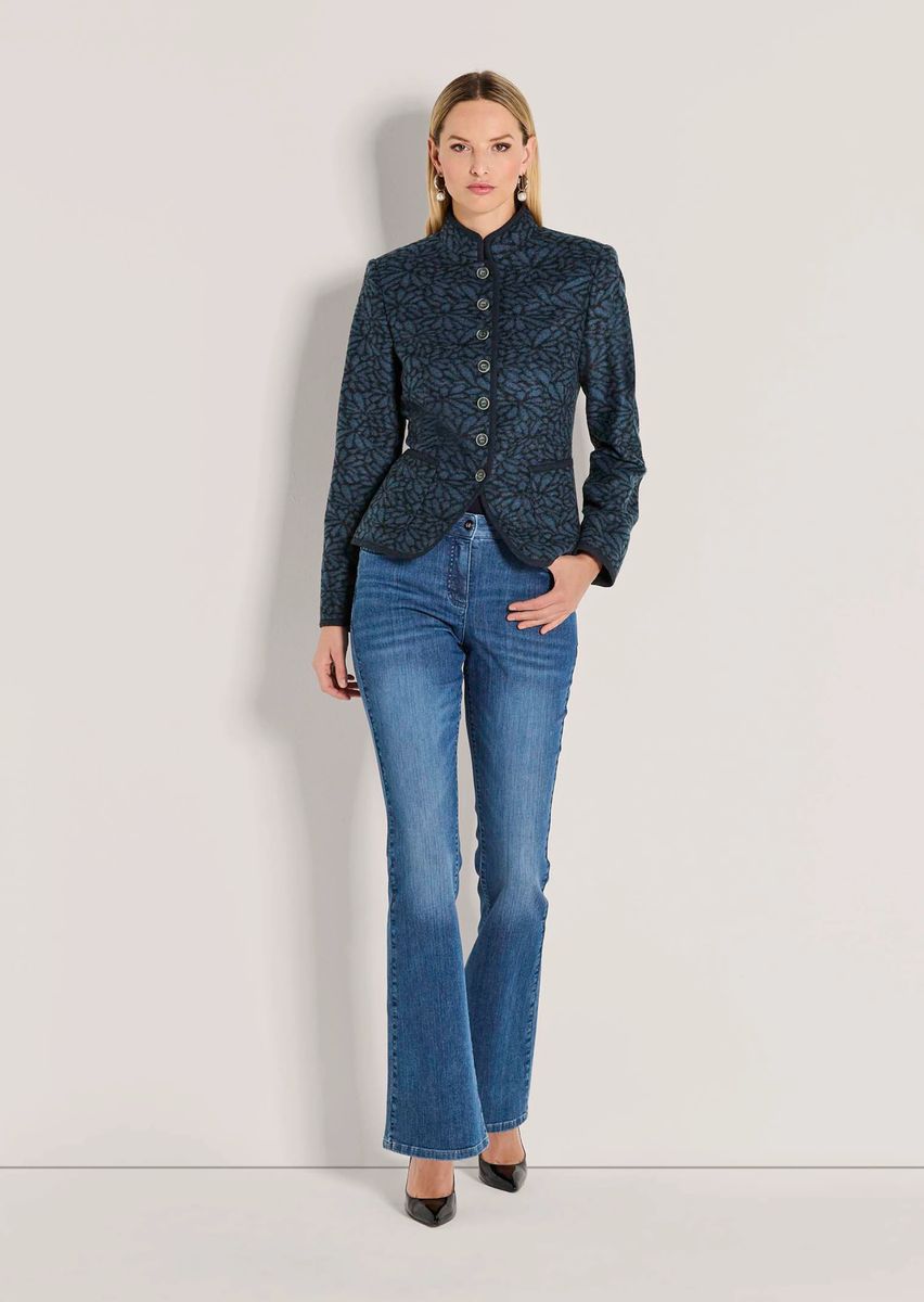 Kurzer gemusterter Wollmix-Blazer