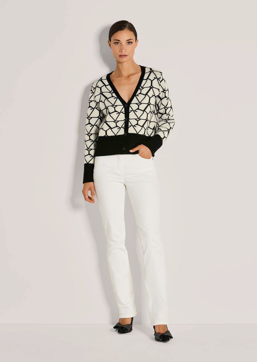 Grafische Jacquard-Strickjacke mit Kaschmir