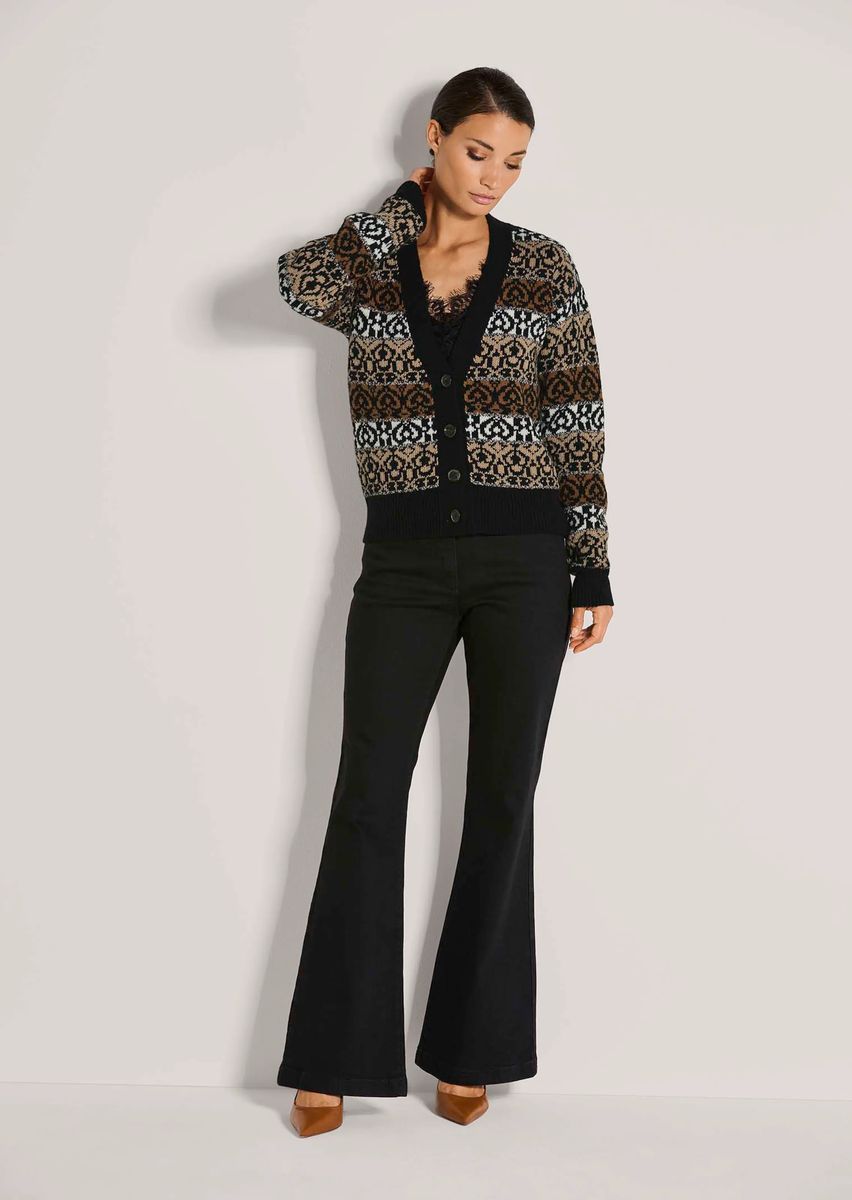 Edle Jacquard-Strickjacke