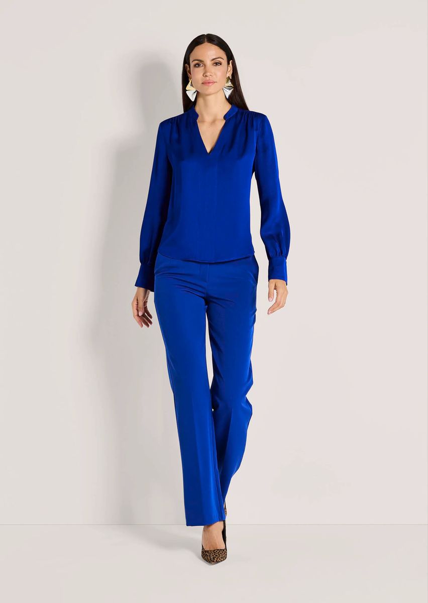 Satin-Bluse mit V-Ausschnitt