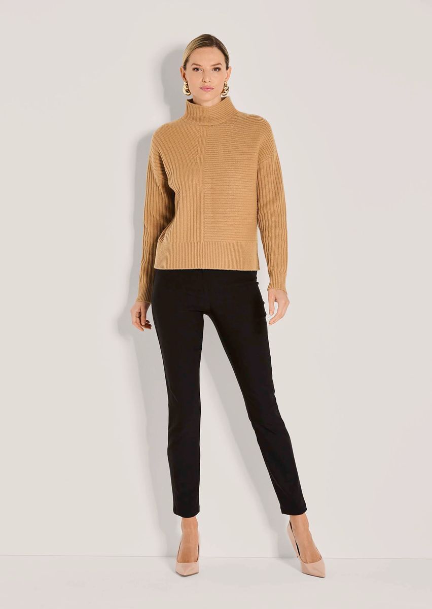 Strukturierter Rippenpullover mit Kaschmir