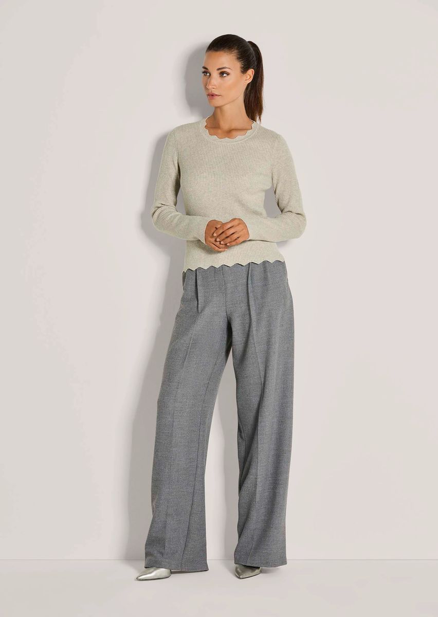 Rippstrick-Pullover mit Wellenkante