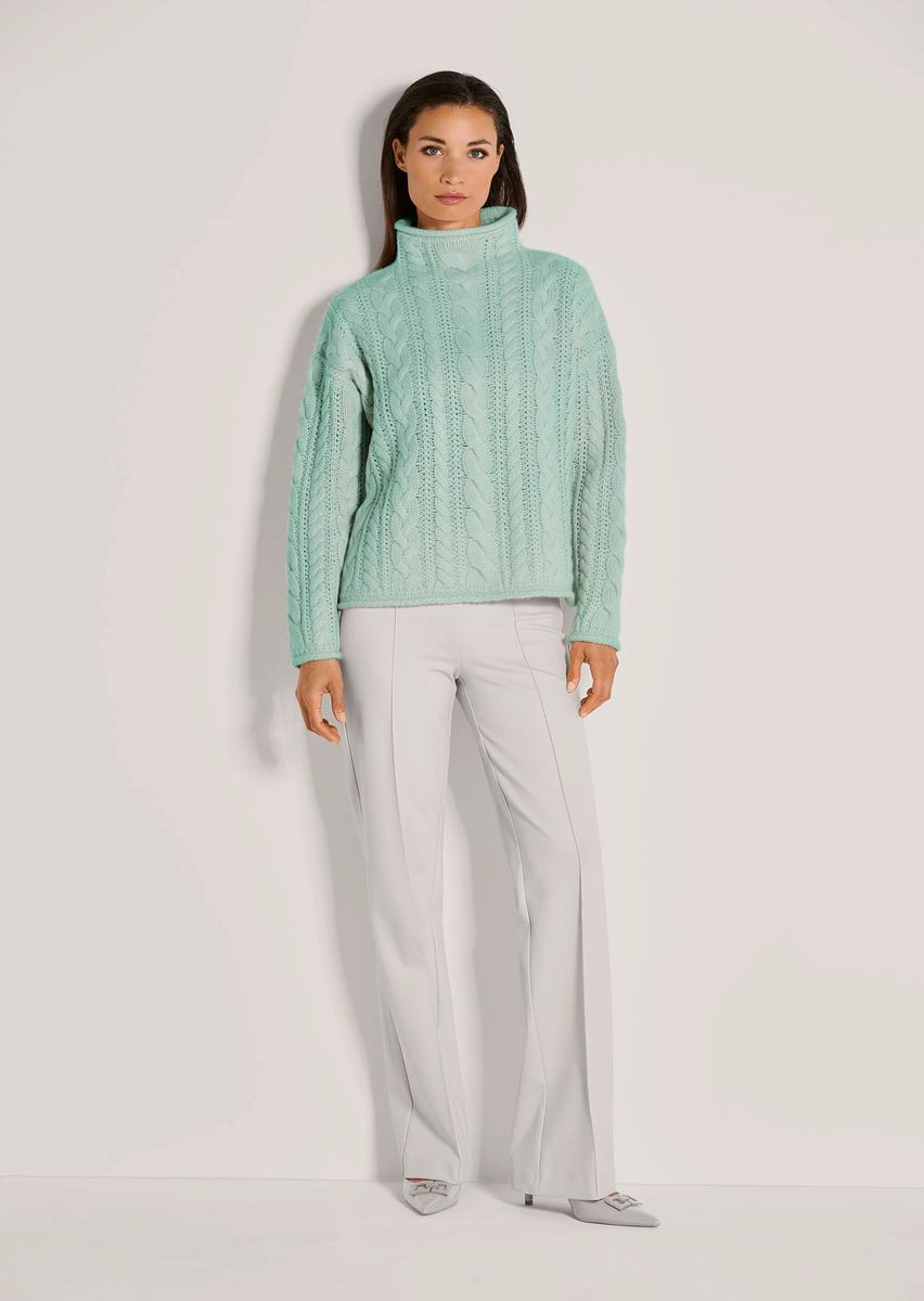 Oversize Zopfstrick-Pullover aus Kaschmir-Mix