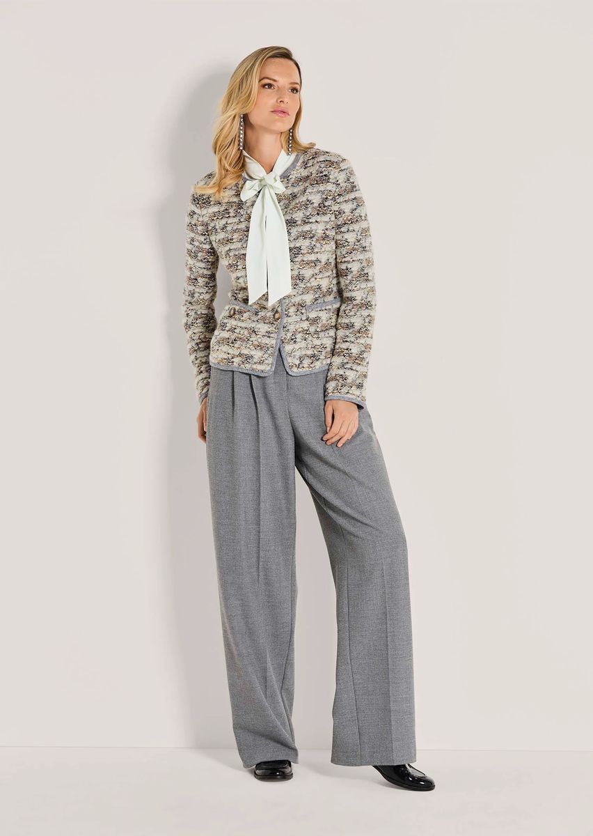 Kragenloser Strukturstrick-Blazer