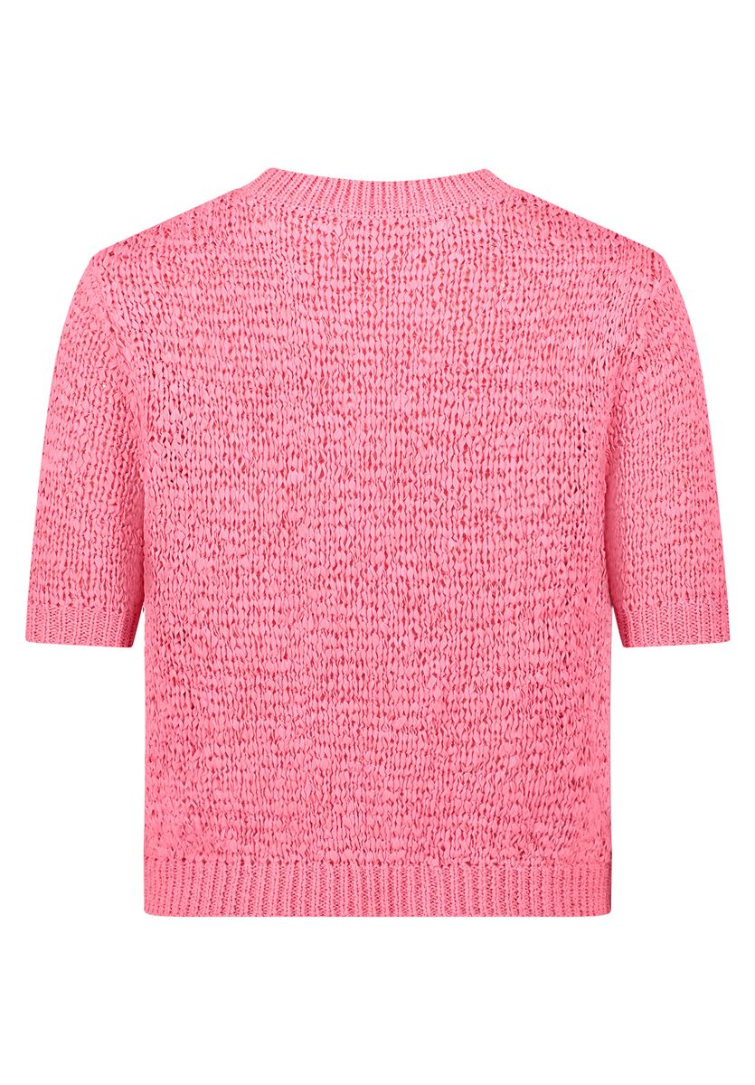 Strukturierter Kurzarm-Strickpullover
