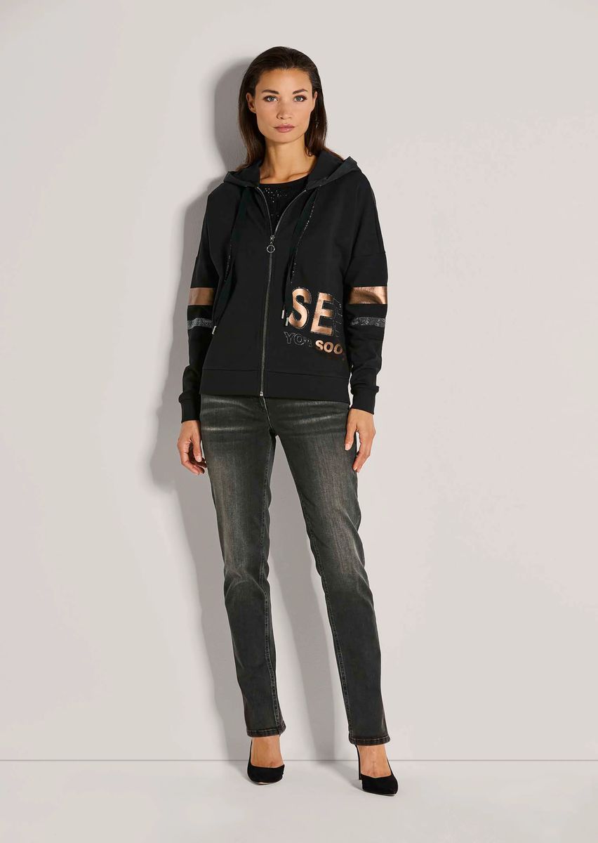 Oversize-Sweatjacke mit Metallic-Print