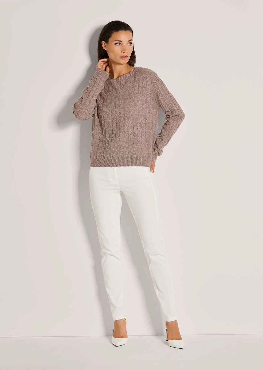 Zopfmuster-Pullover aus reiner Schurwolle